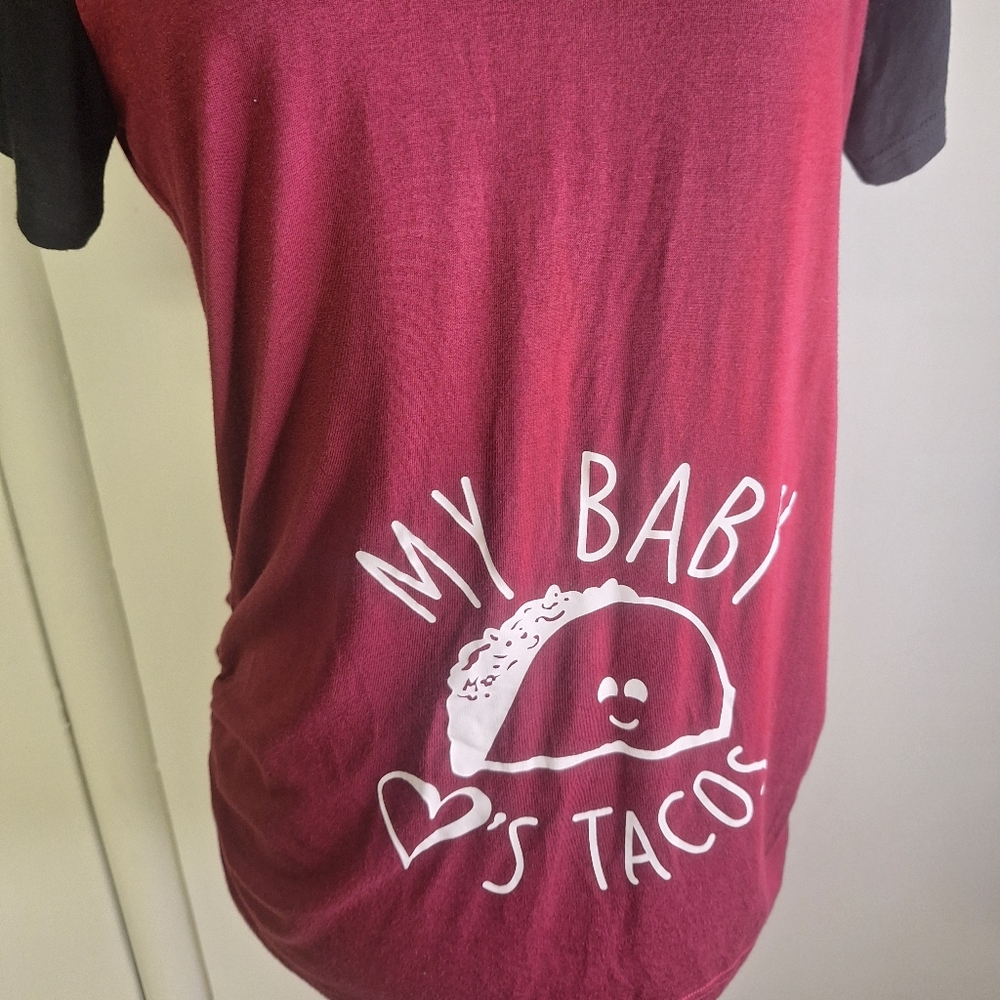 Ekouaer,  "My Baby Loves Tacos" Maternity Top Size Med